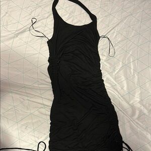 Elegant Black Ruched Dress